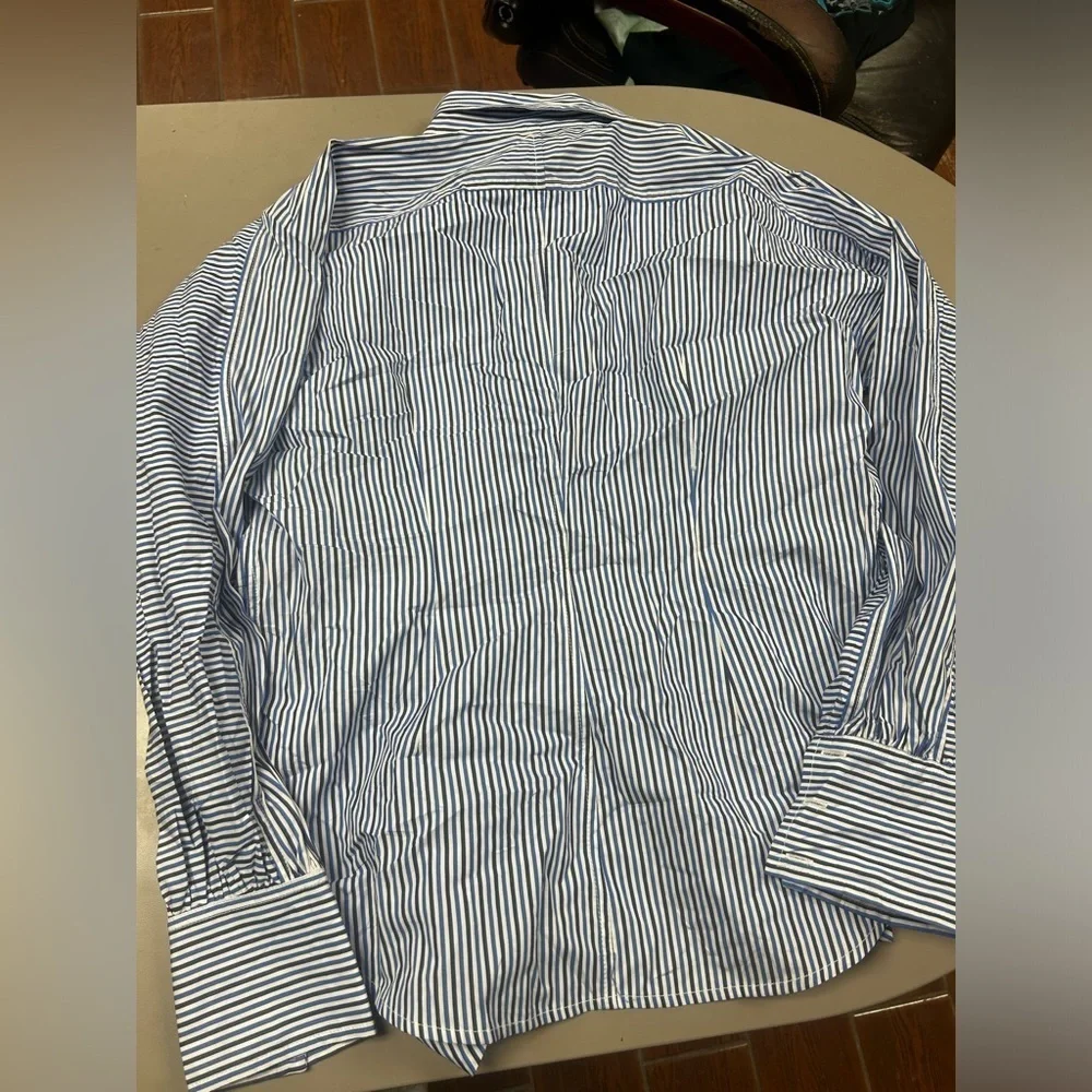 Polo Ralph Lauren Striped Button Up Black label womens size L blue white - Picture 2 of 7